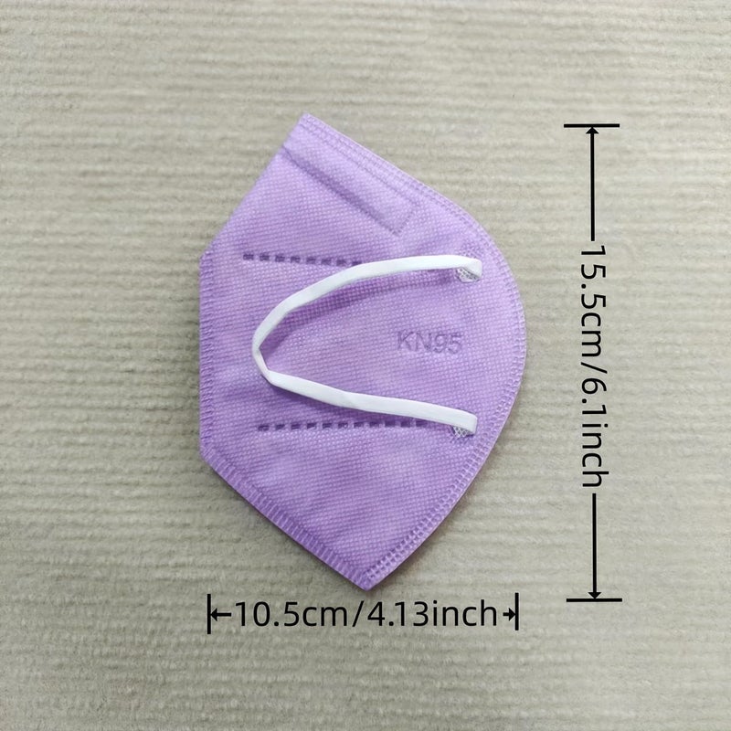 50 Pcs KN95 Breathable Face Masks 5 Layer Disposable Foldable Mix Colors Hypoallergenic - Image 4