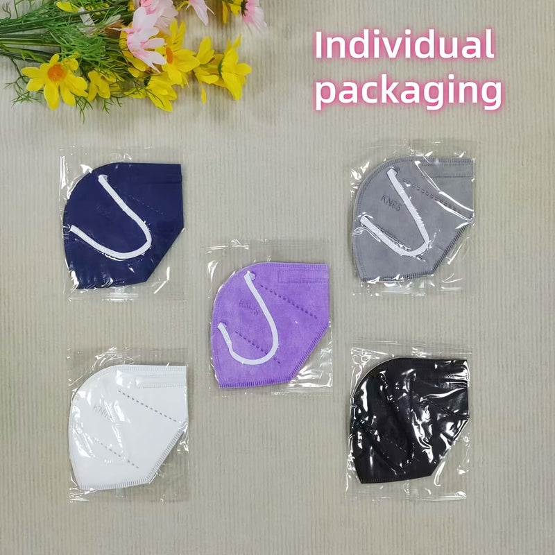 50 Pcs KN95 Breathable Face Masks 5 Layer Disposable Foldable Mix Colors Hypoallergenic - Image 2