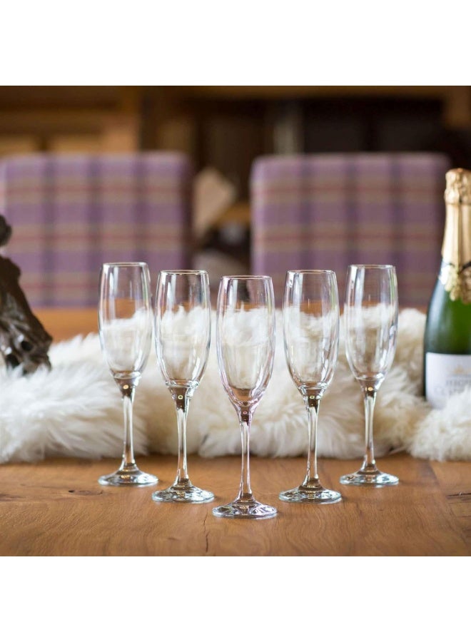 Champagne Flutes | Set of 6 |Stylish Wine Glass 180 ML | Lead-Free Crystal Glass | Prosecco Glasses | For Home, Restaurants & Parties | Dishwasher Safe - Image 4