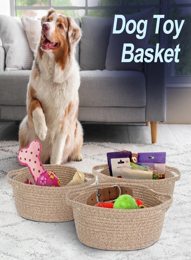 MEGASKET Brown Variegated Small Woven Basket, 13” x 9” x 5” Baskets for Gifts Empty, Cotton Rope Gift Basket, Cute Nursery Baby Organizer, Cat Dog Toy Bin Box, Wicker Storage Bin with Handle - Image 5