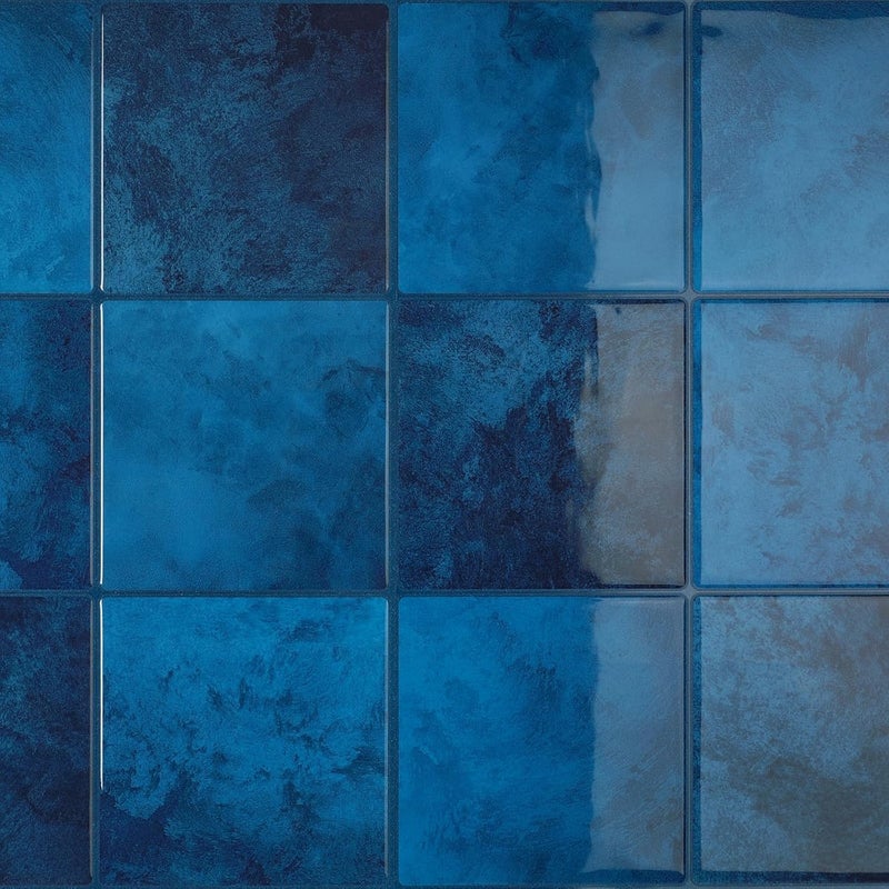 CRE8TIVE 16 Sheets Peel and Stick Tile Backsplash, 12"x12" Kitchen Backsplash Tiles, Removable Adhesive Back Splash Stick on Tiles for Kitchen, Bathroom, Shower Walls, Fireplace, Dark Blue Square Tile - Image 1