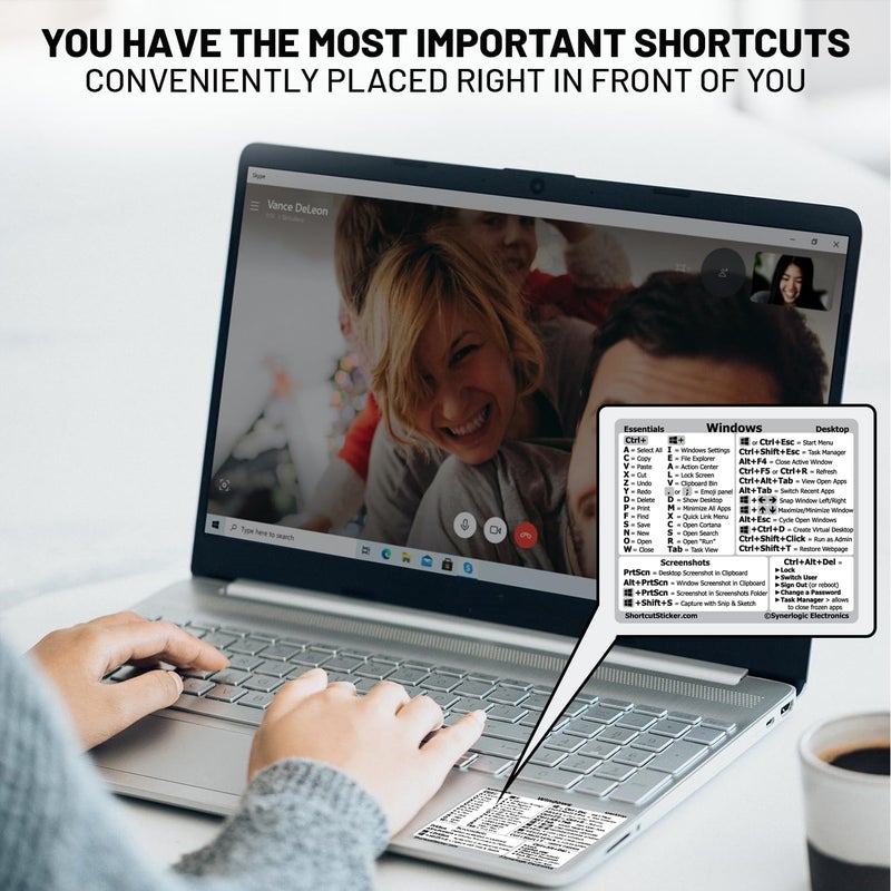 Synerlogic Windows PC Reference Keyboard Shortcut Sticker | Vinyl, Laminated Windows Shortcut Sticker for PC Laptop or Desktop | Shortcuts Cheat Sheet (White/Small) - Image 5