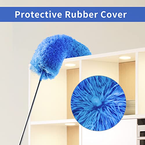 Jig-Tik Microfiber Duster with Extendable Pole, 100 Inch Telescoping Cobweb Cleaner for Ceiling Fans, Walls & Corners, Washable Synthetic Dusting Head (JKE-Duster-Blue) - Image 4