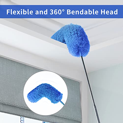 Jig-Tik Microfiber Duster with Extendable Pole, 100 Inch Telescoping Cobweb Cleaner for Ceiling Fans, Walls & Corners, Washable Synthetic Dusting Head (JKE-Duster-Blue) - Image 5