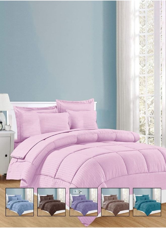 KARNAK Karnak Home Luxurious All-Season Comforter Set - Soft, Cozy, and Elegant, Include 1 Comforter, 1 Fitted Sheet, 4 Pillow Covers (King-240x260cm, Pink)  - Image 2