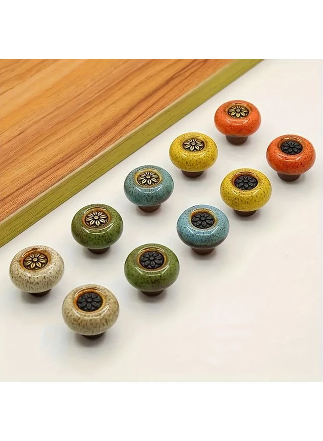 5Pcs Multicolor Ceramic Cabinet Knobs Leopard Print Round Pulls With Screws - Image 4