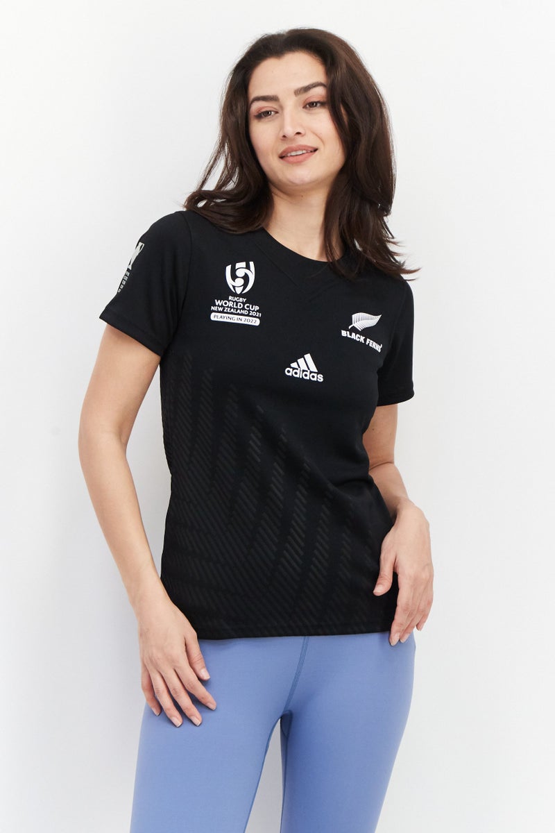 Adidas قميص رجبي رياضي نسائي، أسود - Image 1