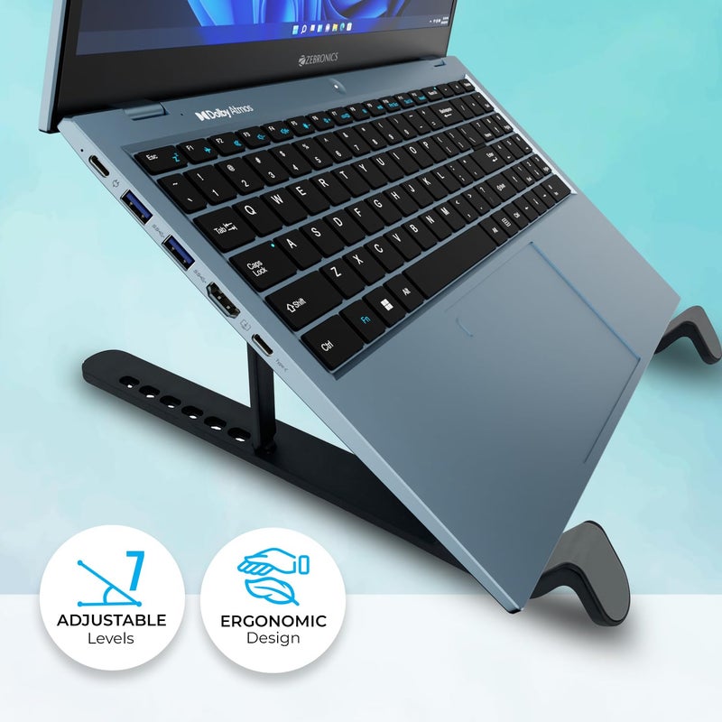 ZEBRONICS حامل لابتوب -NS1500 بتصميم قابل للطي، وسادات مطاطية سيليكون مضادة للانزلاق، يدعم وزن أقصى 5 كجم على الطاولة - Image 5