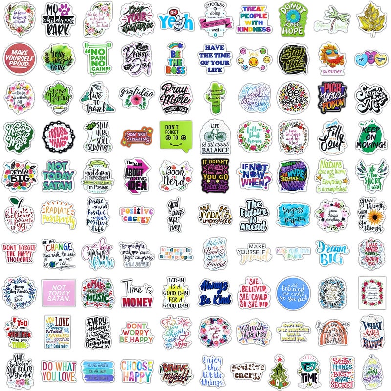 Airnogo Inspirational Stickers 100 Pcs Positive Quotes Sticker Packs Waterproof Vinyl Decals Aesthetic Motivational Sayings Stickers for Water Bottle Laptop Scrapbook Cups Book Binders Skateboard Cards Bike - Image 2