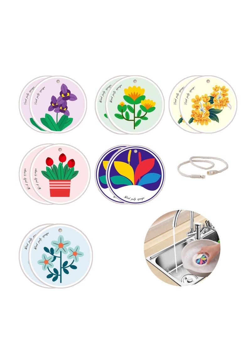 Beauenty Compressed Wood Pulp Dish Sponge, 12 Pcs Reusable Dish Sponge, 100% Biodegradable Natural Scrubber Sponge, Good for Kitchen、 Bathroom and Cars - Image 1