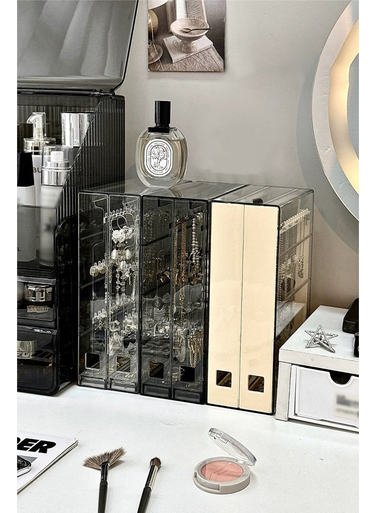 DUNISO Multifunctional Women's Jewelry Storage Box and Organizer - Earrings Storage Box, Jewelry Storage Box, Transparent Storage Box Earrings, Stud Earrings, Necklaces, Bracelets Display Stand Necklace Holder, Clear Necklace Organizer with 24 Hooks, Dustproof Rotation Jewelry Storage Holder Stand, Long Necklaces Pendant Bracelets Display Case for Dresser Bathroom Vanity Counter top - Image 3