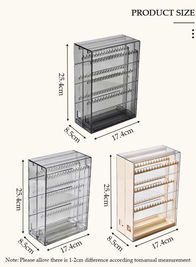 DUNISO Multifunctional Women's Jewelry Storage Box and Organizer - Earrings Storage Box, Jewelry Storage Box, Transparent Storage Box Earrings, Stud Earrings, Necklaces, Bracelets Display Stand Necklace Holder, Clear Necklace Organizer with 24 Hooks, Dustproof Rotation Jewelry Storage Holder Stand, Long Necklaces Pendant Bracelets Display Case for Dresser Bathroom Vanity Counter top - Image 2