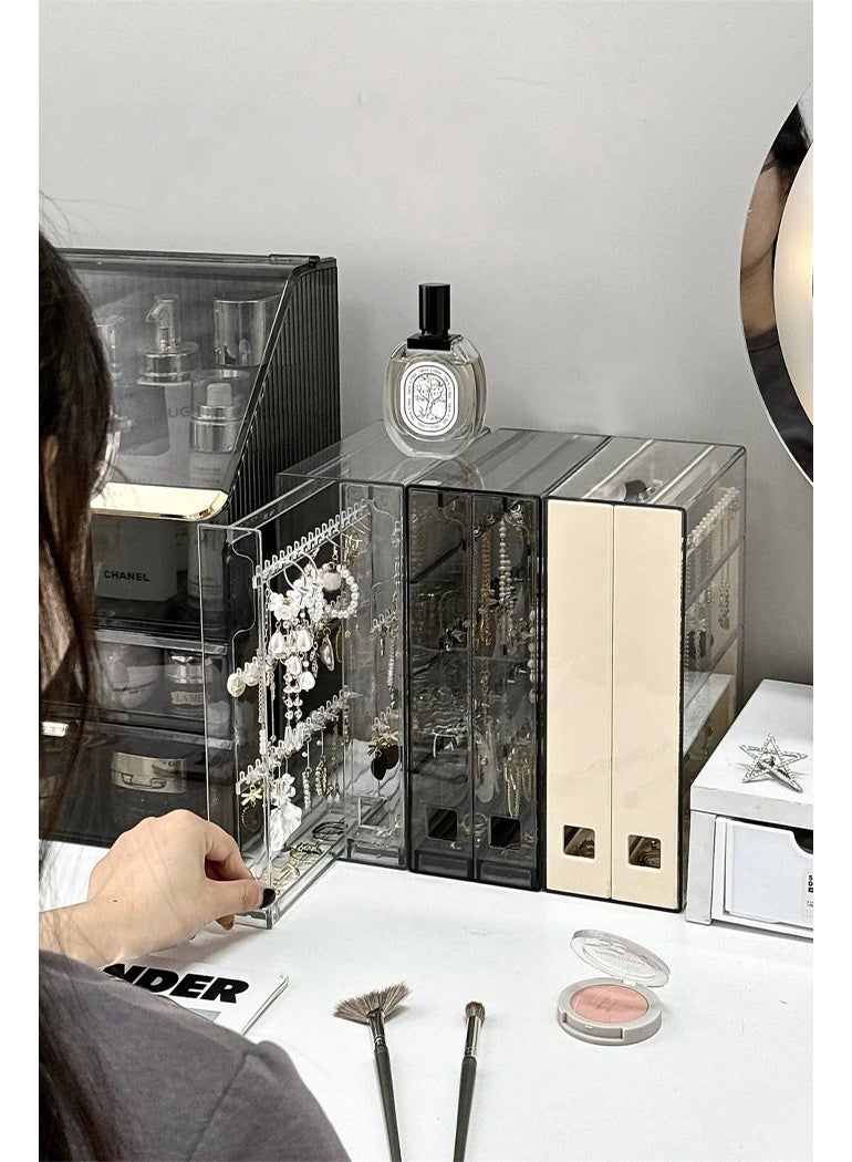 DUNISO Multifunctional Women's Jewelry Storage Box and Organizer - Earrings Storage Box, Jewelry Storage Box, Transparent Storage Box Earrings, Stud Earrings, Necklaces, Bracelets Display Stand Necklace Holder, Clear Necklace Organizer with 24 Hooks, Dustproof Rotation Jewelry Storage Holder Stand, Long Necklaces Pendant Bracelets Display Case for Dresser Bathroom Vanity Counter top - Image 4