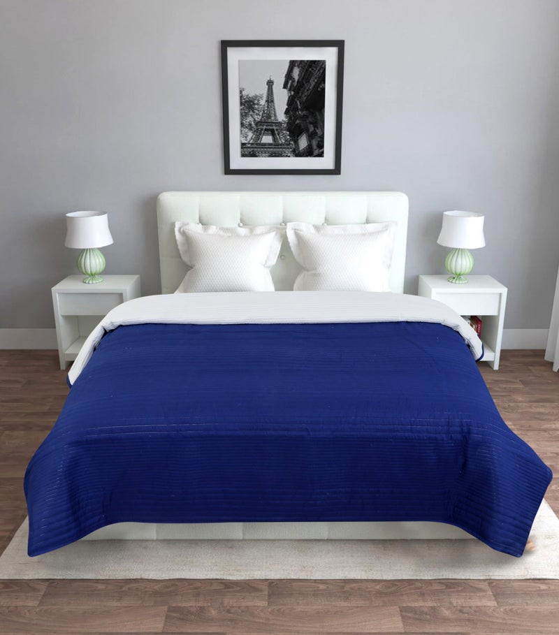 OOA Single Bed Comforter - 110 GSM, 3 Layered Microfiber Fill Reversible Ultrasonic Polyester Lining Comforter Soft Breathable Skin-Friendly Mild Winter/AC Comforter for Bedroom (Blue, 60x90 Inch) - Image 1