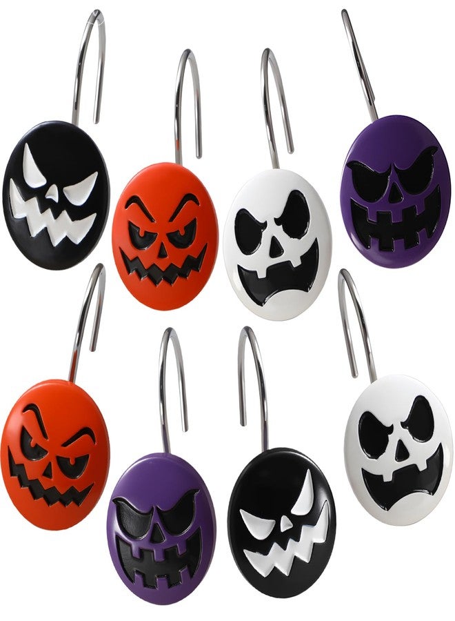Capoda 12 Pcs Halloween Shower Curtain Hooks Bathroom Decor Stainless Steel Skull Curtain Hangers Skeleton Bathroom Shower Rings for Halloween Home Accessories - Image 1
