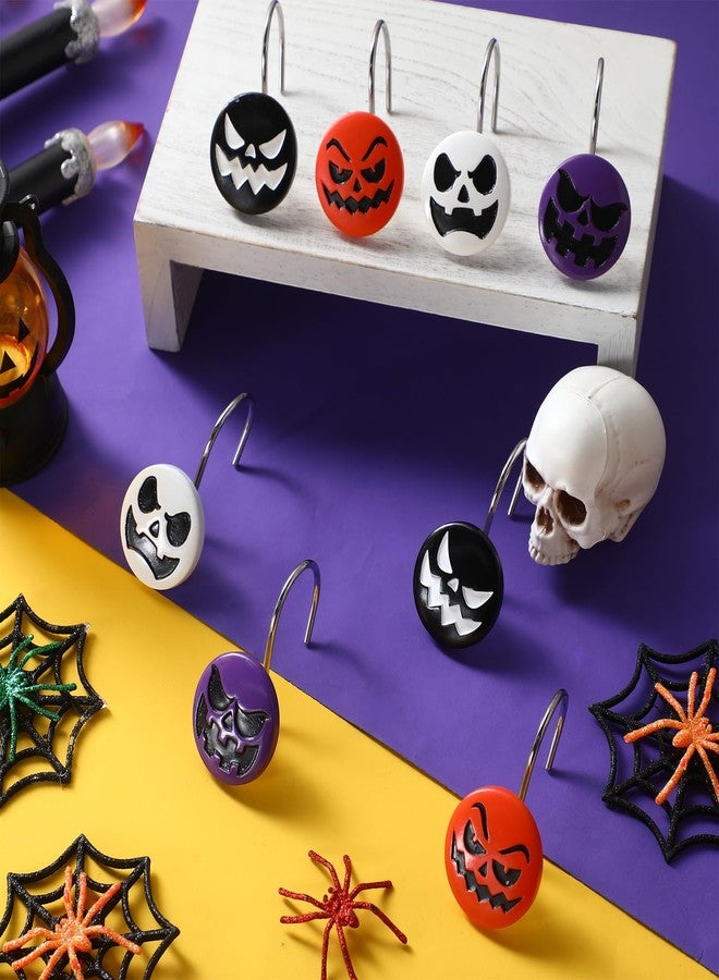 Capoda 12 Pcs Halloween Shower Curtain Hooks Bathroom Decor Stainless Steel Skull Curtain Hangers Skeleton Bathroom Shower Rings for Halloween Home Accessories - Image 2