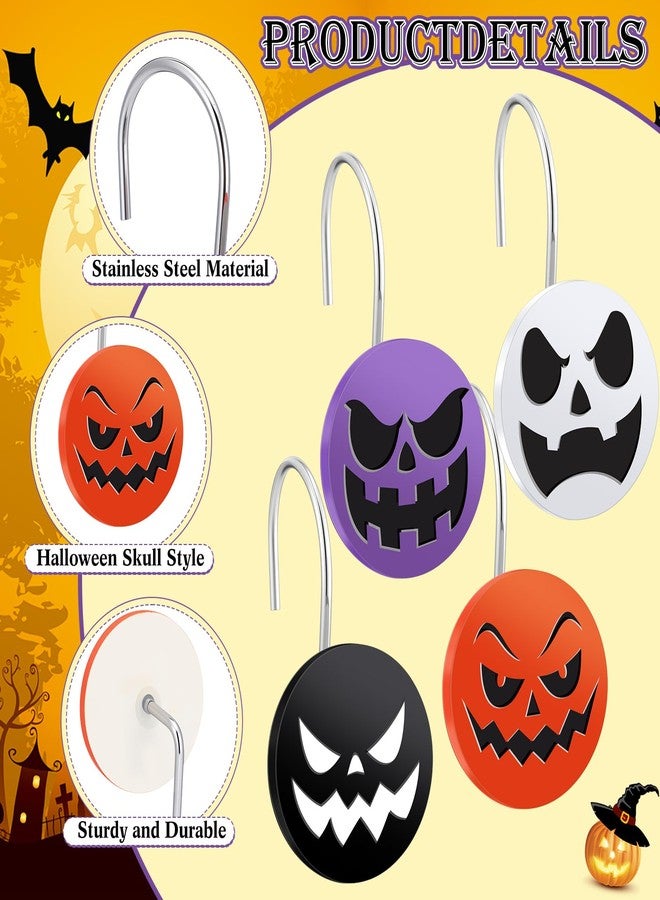 Capoda 12 Pcs Halloween Shower Curtain Hooks Bathroom Decor Stainless Steel Skull Curtain Hangers Skeleton Bathroom Shower Rings for Halloween Home Accessories - Image 4