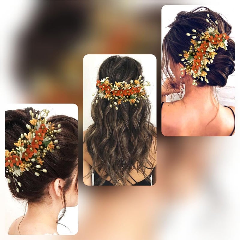 Ansh Artificial Flower with Pearl and Stone Design Hairpin/Hair Clip/Judabun | Bridal Hair Accessories for Women & Girls - Image 4