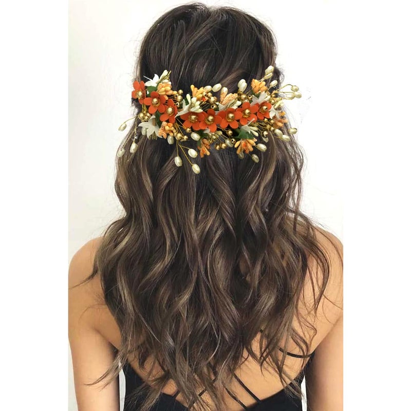 Ansh Artificial Flower with Pearl and Stone Design Hairpin/Hair Clip/Judabun | Bridal Hair Accessories for Women & Girls - Image 2