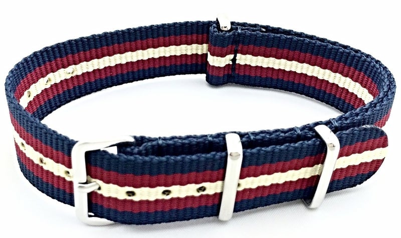 NewLife 18mm Navy Blue/Red/Tan Watchband | Vintage, Military Style Watchstrap Nylon Fabric Replacement Wrist Band That Brings to Any Watch for Men and Women - Image 2
