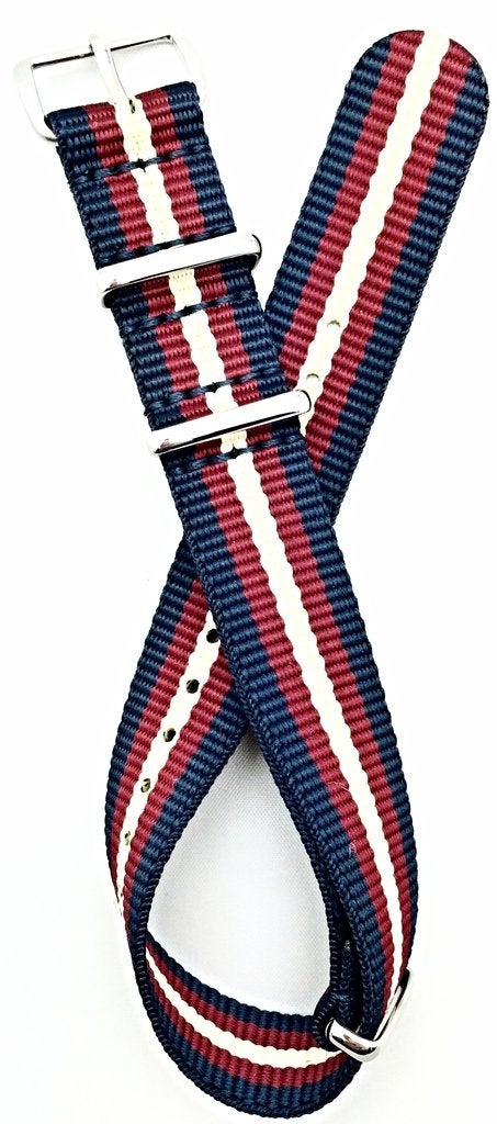 NewLife 18mm Navy Blue/Red/Tan Watchband | Vintage, Military Style Watchstrap Nylon Fabric Replacement Wrist Band That Brings to Any Watch for Men and Women - Image 4