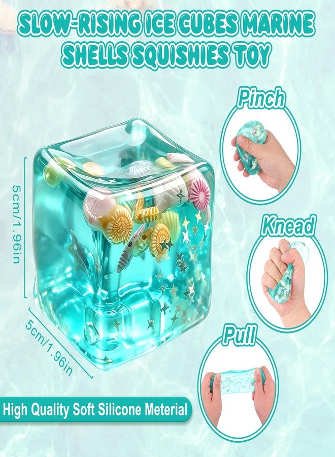 ZROCIGA Ice Cubes Stress Balls,Soft Slow Rise Squishy Stress Relief Sensory Toy,Square Shape Squeeze Ball, Stretchy Fidgets Toys, for Adults (2*Ice Cubes Marine - Image 2
