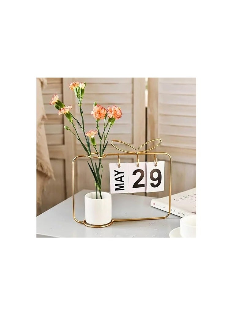 Generic Metal Calendar With Porcelain Vase  - Image 1