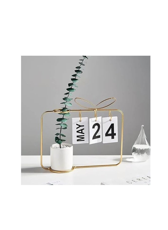 Generic Metal Calendar With Porcelain Vase  - Image 2