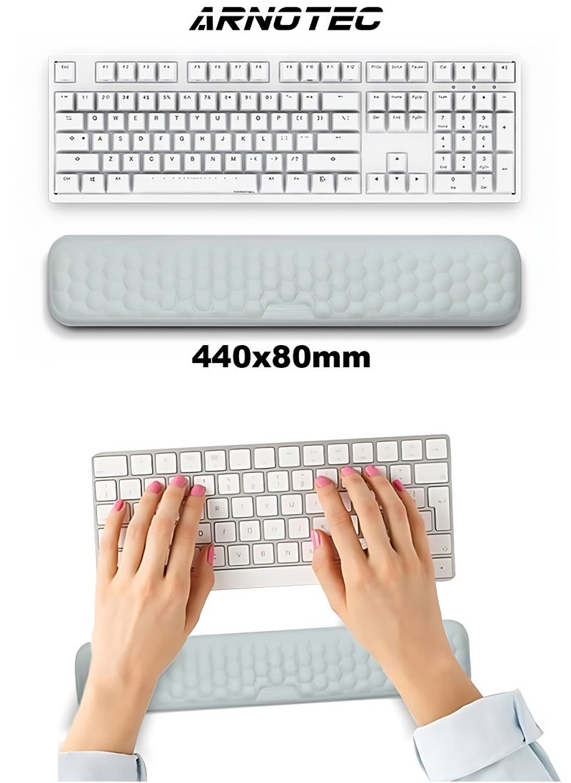ARNOTEC - Ergonomic Memory Foam Wrist Rest for Keyboard – Massage Textured Support Pad, Slow Rebound, Breathable, Non-Slip Base, Large Size (440×80×20mm) – for Office, Gaming & Typing - Image 1