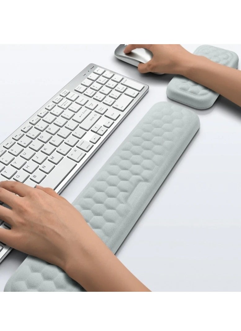 ARNOTEC - Ergonomic Memory Foam Wrist Rest for Keyboard – Massage Textured Support Pad, Slow Rebound, Breathable, Non-Slip Base, Large Size (440×80×20mm) – for Office, Gaming & Typing - Image 1