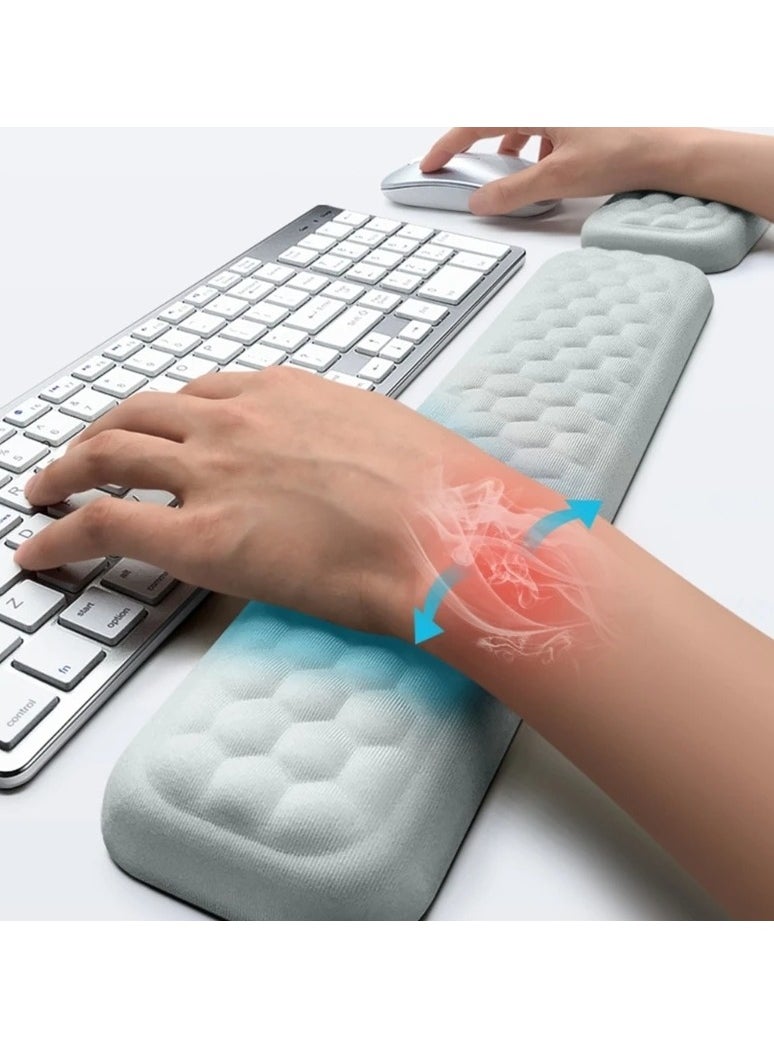 ARNOTEC - Ergonomic Memory Foam Wrist Rest for Keyboard – Massage Textured Support Pad, Slow Rebound, Breathable, Non-Slip Base, Large Size (440×80×20mm) – for Office, Gaming & Typing - Image 1