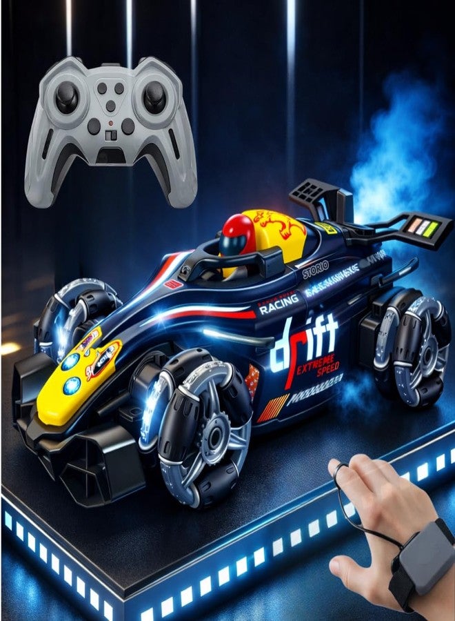 Storio RC 4x4 Formula F1 Drift Smoke Car 1:14 Scale | Hand Gesture Sensor & Remote Control | 2.4GHz High Speed Racing Car with 360° Spin, Lights, Music & Smoke | Toy for Boys & Girls 4+ - Image 1