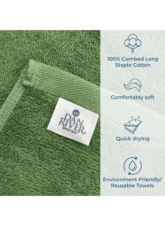 DAN RIVER Bath Towels Set of 4, 27 x 54 Inches, 100% Cotton, Larger & Lighter Weight, Quicker to Dry, Super Soft and Absorbent, Ideal Large Bath Towel for Daily Use, Sage Green - Image 4