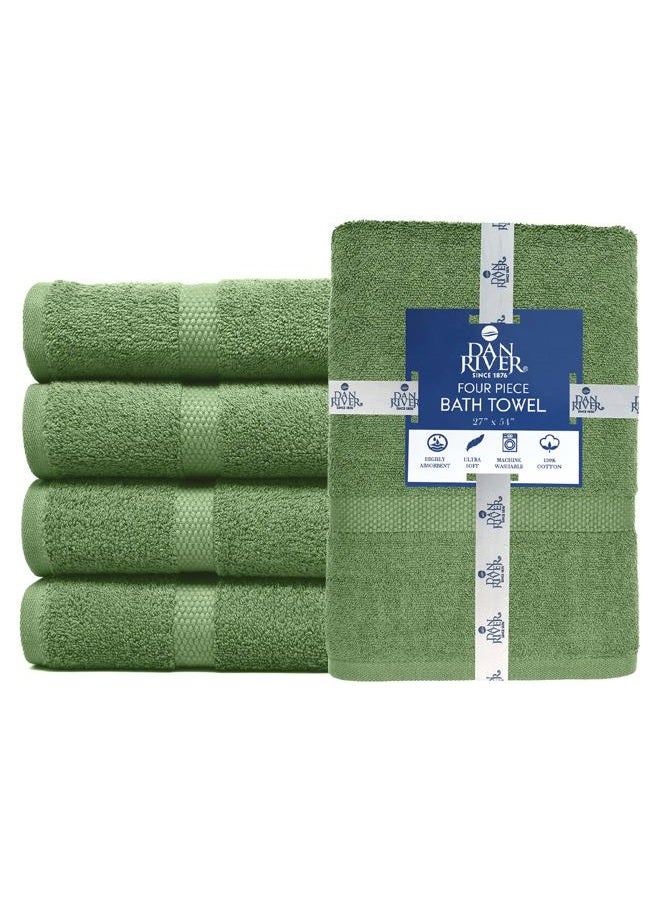DAN RIVER Bath Towels Set of 4, 27 x 54 Inches, 100% Cotton, Larger & Lighter Weight, Quicker to Dry, Super Soft and Absorbent, Ideal Large Bath Towel for Daily Use, Sage Green - Image 3