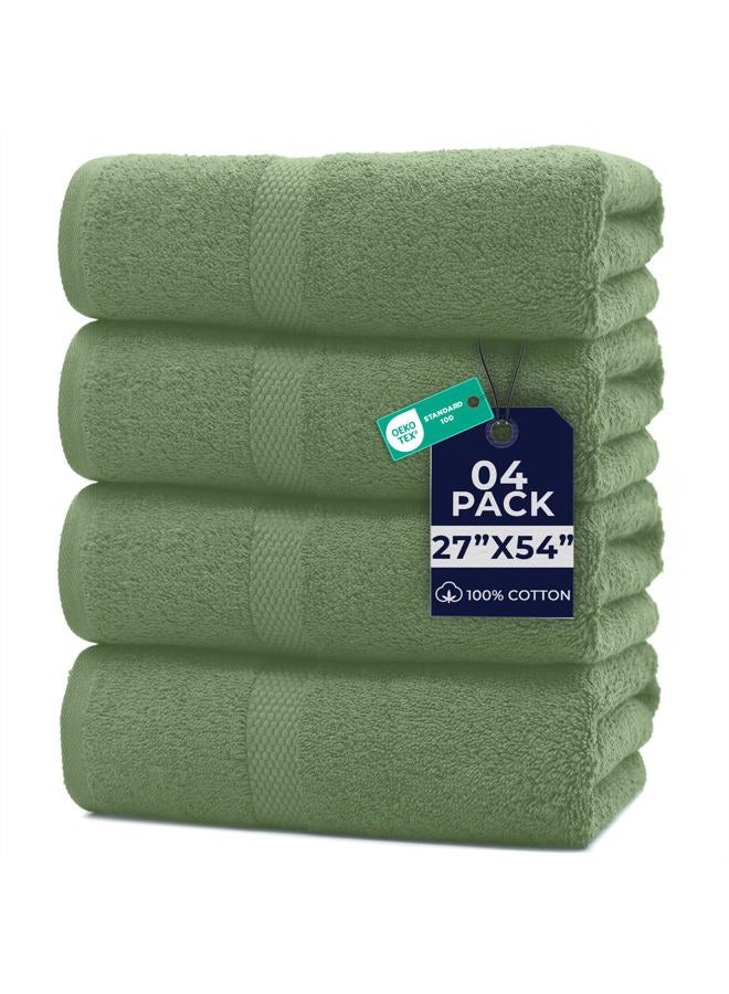 DAN RIVER Bath Towels Set of 4, 27 x 54 Inches, 100% Cotton, Larger & Lighter Weight, Quicker to Dry, Super Soft and Absorbent, Ideal Large Bath Towel for Daily Use, Sage Green - Image 1