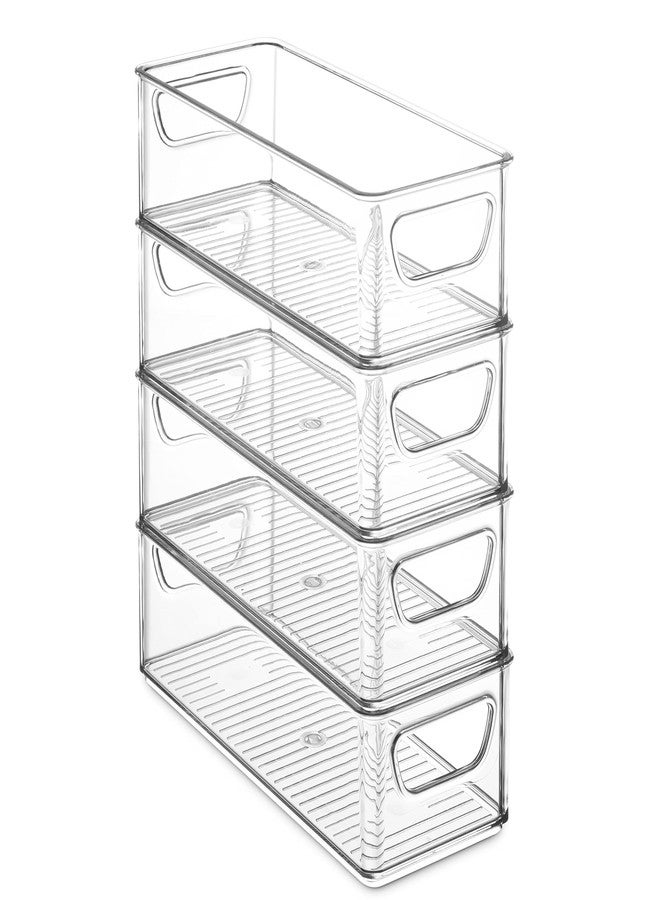 Seseno Set Of 8 Refrigerator Organizer Bins - Stackable Fridge Organizers with Cutout Handles for Pantry, Freezer, Kitchen, Countertops, Cabinets - Clear Plastic Food Storage Bins - Image 2