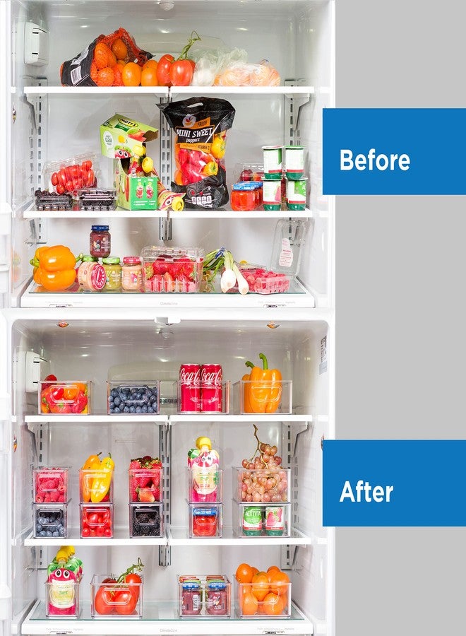 Seseno Set Of 8 Refrigerator Organizer Bins - Stackable Fridge Organizers with Cutout Handles for Pantry, Freezer, Kitchen, Countertops, Cabinets - Clear Plastic Food Storage Bins - Image 3