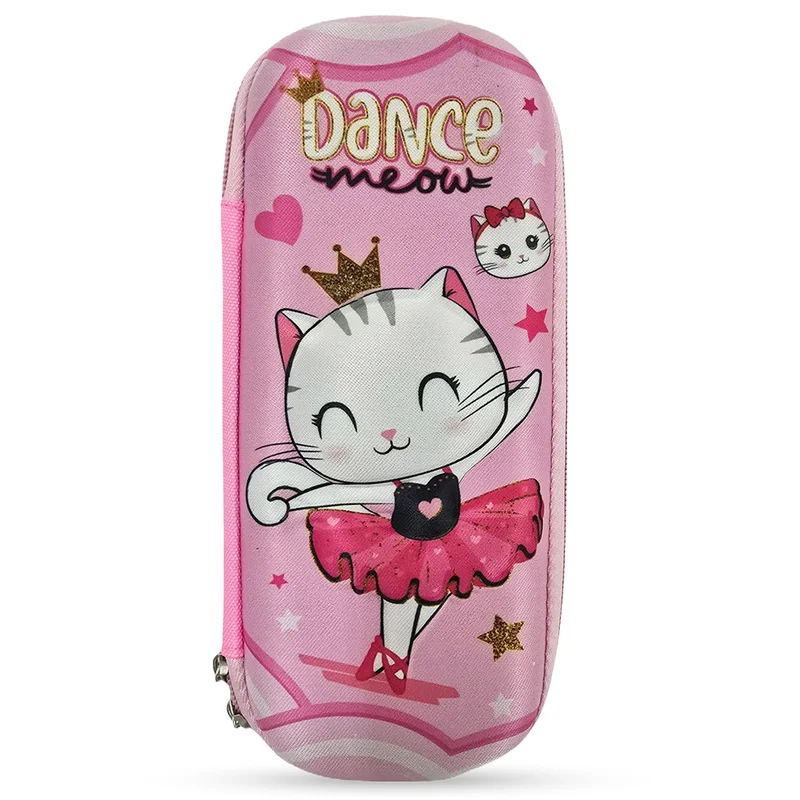 كوكوبي Cocobee Dancing Cat Pencil Case With Internal Mesh Pocket, Sturdy Build, Zipper Closure – Girls, 3+ Years, Multicolor