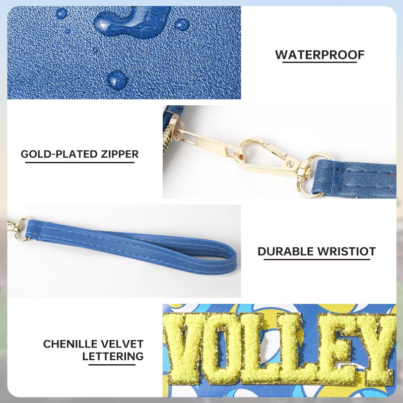 PPeen Volleyball Gifts Cosmetic Makeup Bag, Volleyball Stuff Accessories, Portable Toiletry Storage Bag with Chenille Letter Clear Zipper Toiletry Pouch - Image 3
