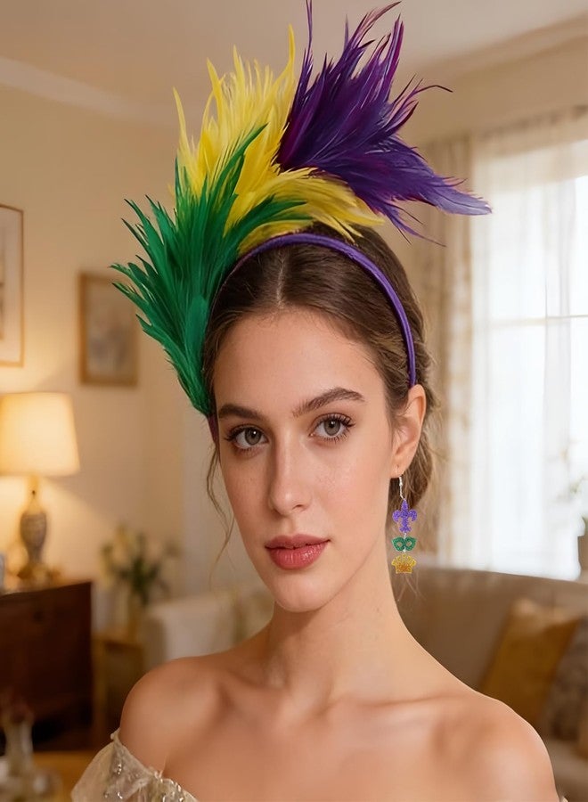 Cifudec Acrylic Mardi Gras Earrings Sequin Fleur De Lis Letter Mask Crown Earrings for Women, Carnival Earrings for Fat Tuesday Celebration, Mardi Gras Parade Accessory Gifts (MaskCrown) - Image 4