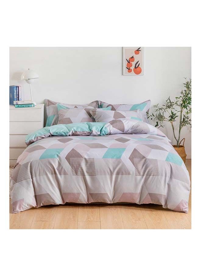 RISHAHOME 6-Piece Double Size Duvet Cover Set Microfiber Nebula 1 Duvet Cover 200x230 cm, 1 Flat Sheet 220x280 cm, 4 Pillow Cover 48x74 cm Multicolour  - Image 1