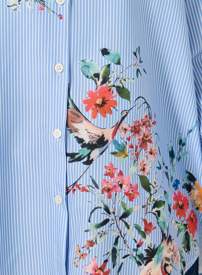 Styli Long Sleeves Oversized  Floral Printed Collared Shirt  - Image 4