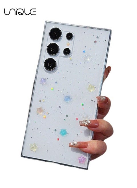 Compatible with Samsung Galaxy S24 Ultra Phone Case - 3D Color Star Shiny Phone Case - Clear Phone Case - TPU Drop Protection