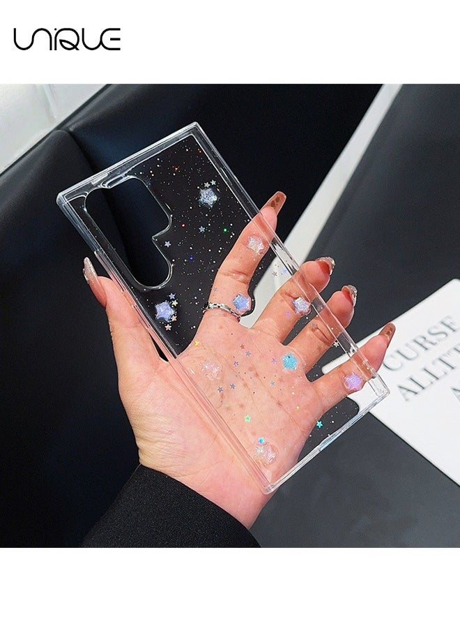 Compatible with Samsung Galaxy S24 Ultra Phone Case - 3D Color Star Shiny Phone Case - Clear Phone Case - TPU Drop Protection