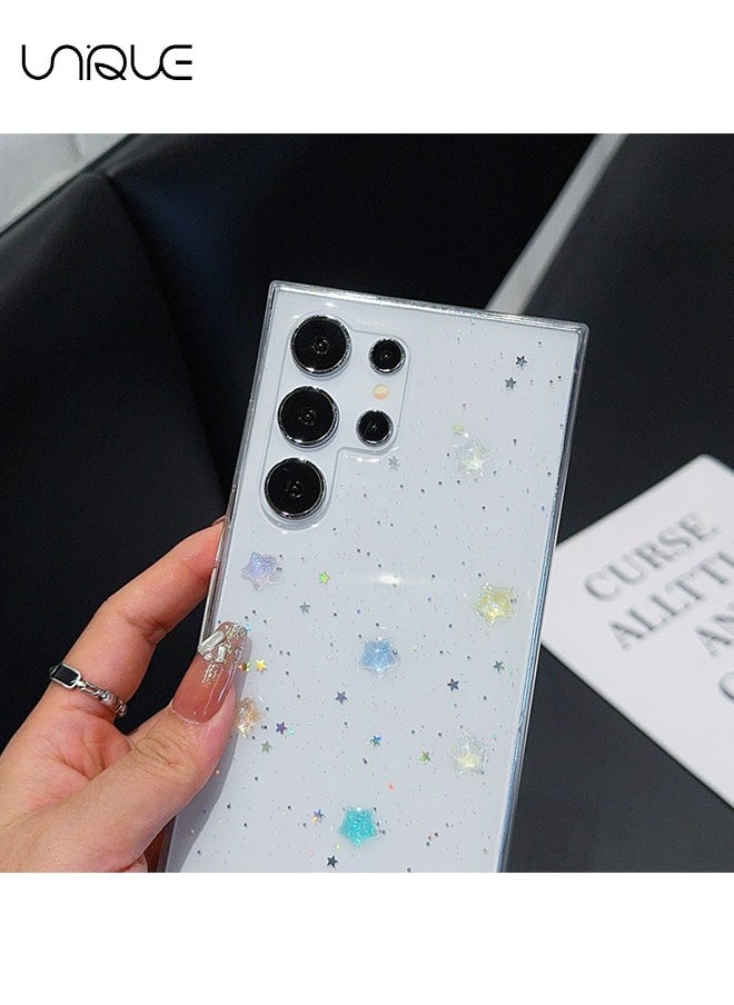 Compatible with Samsung Galaxy S24 Ultra Phone Case - 3D Color Star Shiny Phone Case - Clear Phone Case - TPU Drop Protection