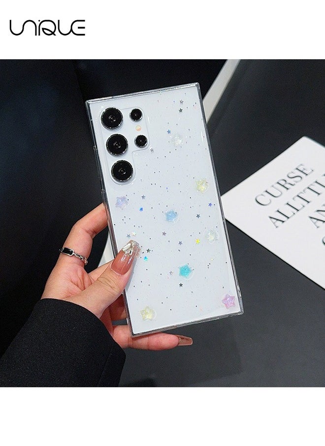Compatible with Samsung Galaxy S24 Ultra Phone Case - 3D Color Star Shiny Phone Case - Clear Phone Case - TPU Drop Protection