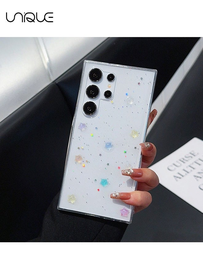 Compatible with Samsung Galaxy S24 Ultra Phone Case - 3D Color Star Shiny Phone Case - Clear Phone Case - TPU Drop Protection