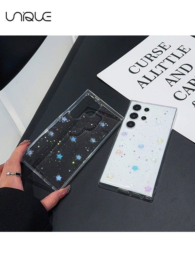 Compatible with Samsung Galaxy S24 Ultra Phone Case - 3D Color Star Shiny Phone Case - Clear Phone Case - TPU Drop Protection