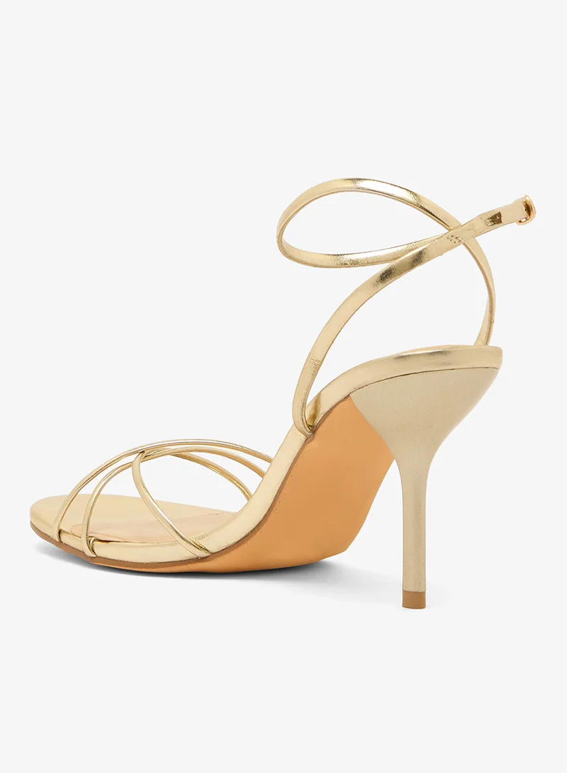 Truffle Gold pu High Heel Stiletto Strappy Detail Gold Sandal for Women | Best Price UAE