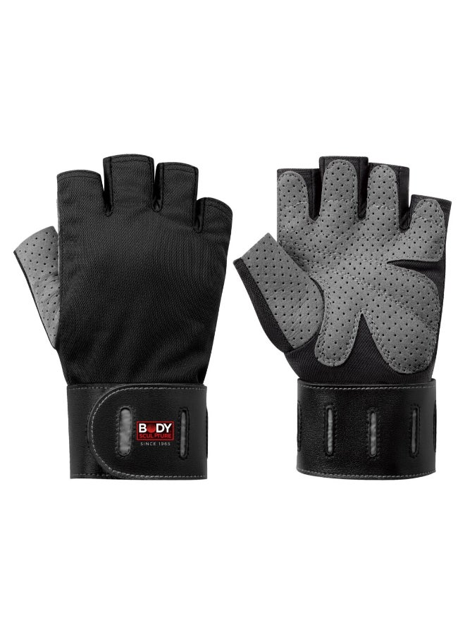 BODY SCULPTURE Secure Grip High Quality Aerobic Gloves Black and Grey 20 x 12 x 5.6 cm BW-88XL-B  - Image 1